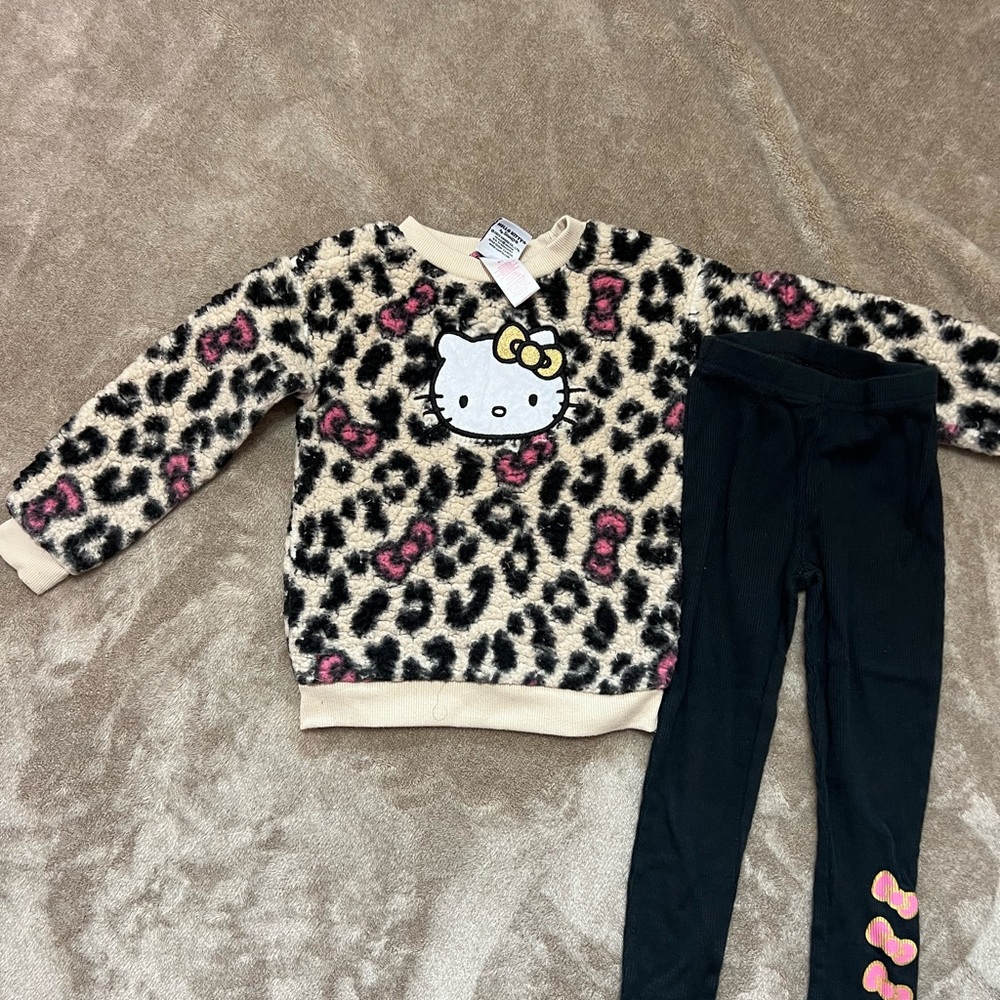 Hello Kitty Leopard Print Set - Black and Pink 4T